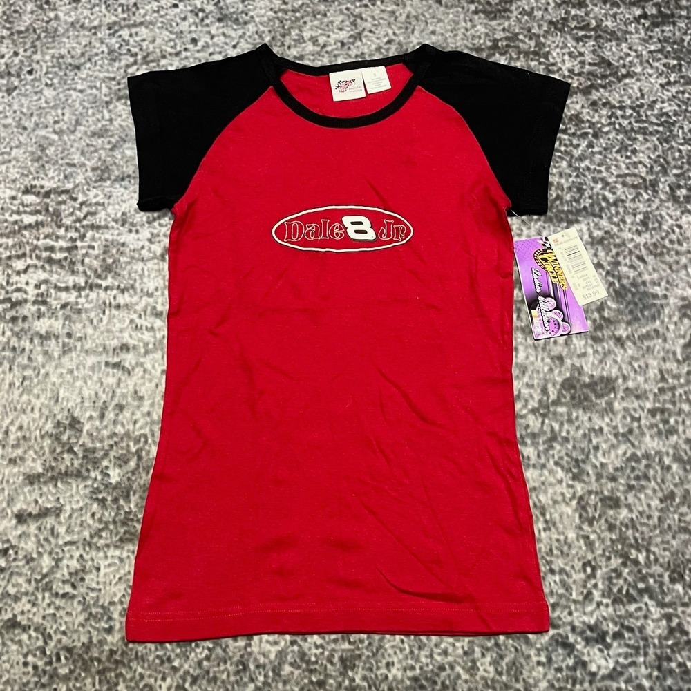 VTG Dale Earnhardt JR Shirt Babydoll Womens Small Red Black Y2K Winners Circle